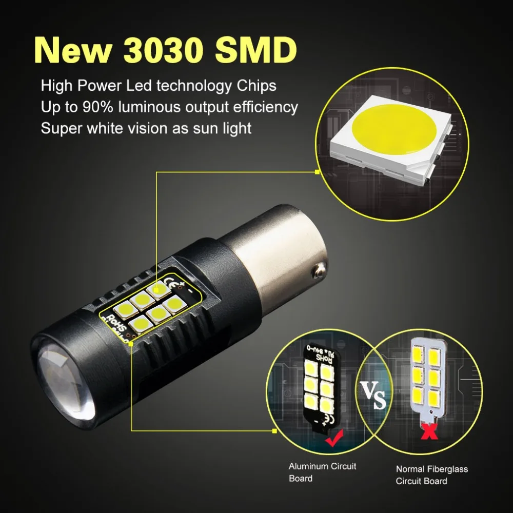 1 шт. Автомобильный светодиодный указатель поворота 1156 1157 BA15S 2835 3030 21SMD S25 заднего тормоза задний фонарь светильник сигнал поворота, стоп-сигналы обратный светильник лампочка