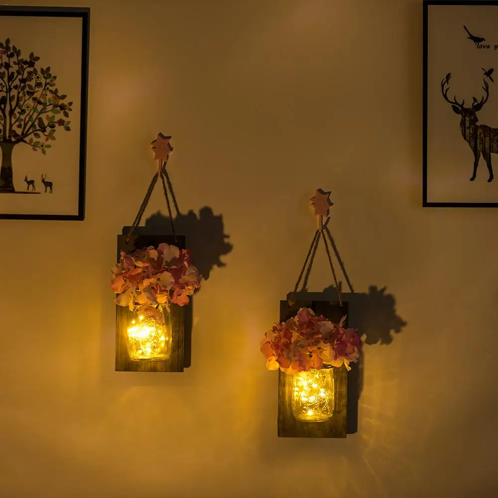 

2Sets 20 LED String Light For Mason Jar Lid Insert Light LED Fairy String Wire Lamp With Flower For Wedding Room