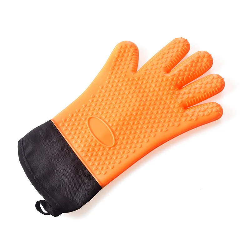 1 пара кулинарных перчаток, термостойкие Прихватки для выпечки, барбекю, кухни, водонепроницаемые Нескользящие Прихватки с внутренним хлопковым слоем - Color: orange