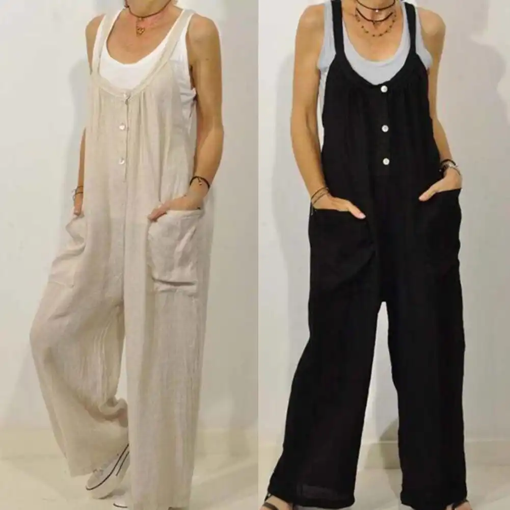 Fashion casual loose solid color jumpsuits Clearance