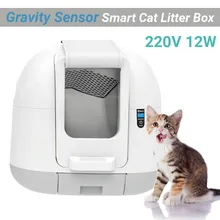 Caja de arena de Gato elegante cerrada automática, Sensor de gravedad silencioso antipellizco para mascotas, autolimpieza, bandejas para gatos, máquina de aseo