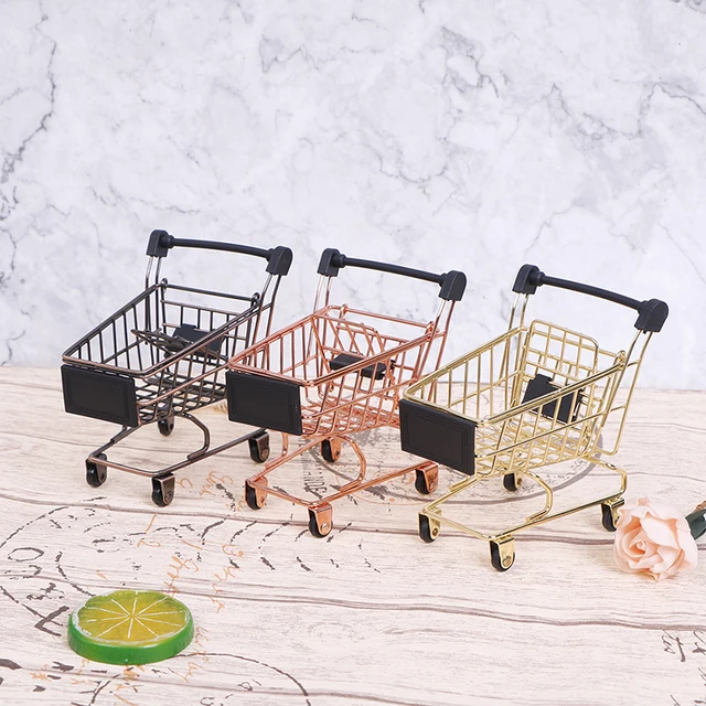 1Pcs Cute Mini 1/12 Miniature Dollhouse Supermarket Shopping Cart Trolley Play Doll Food Drink Accessories Toy 6