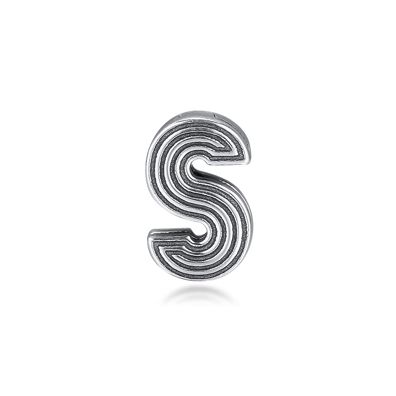 Original 925 Sterling Silver Bead Charm Reflexions Letter S Clip Lock Stopper Beads Fit Pandora Bracelet Bangle Diy Jewelry | Украшения и