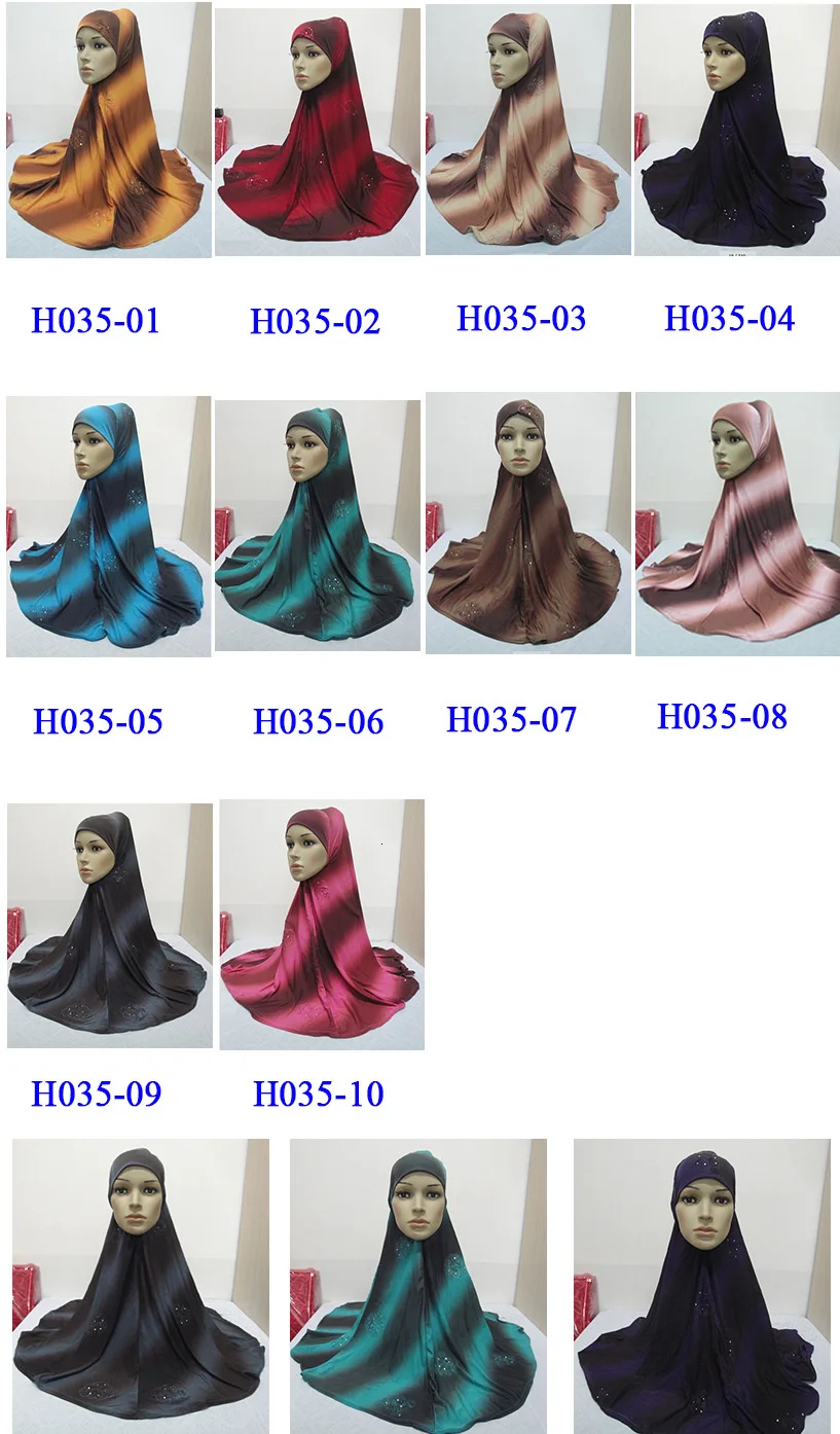 Мусульманская женщина Khimar Джерси Хиджаб Шапки головной убор Блестящий капот накладной длинный платок Hijaab Исламская одежда
