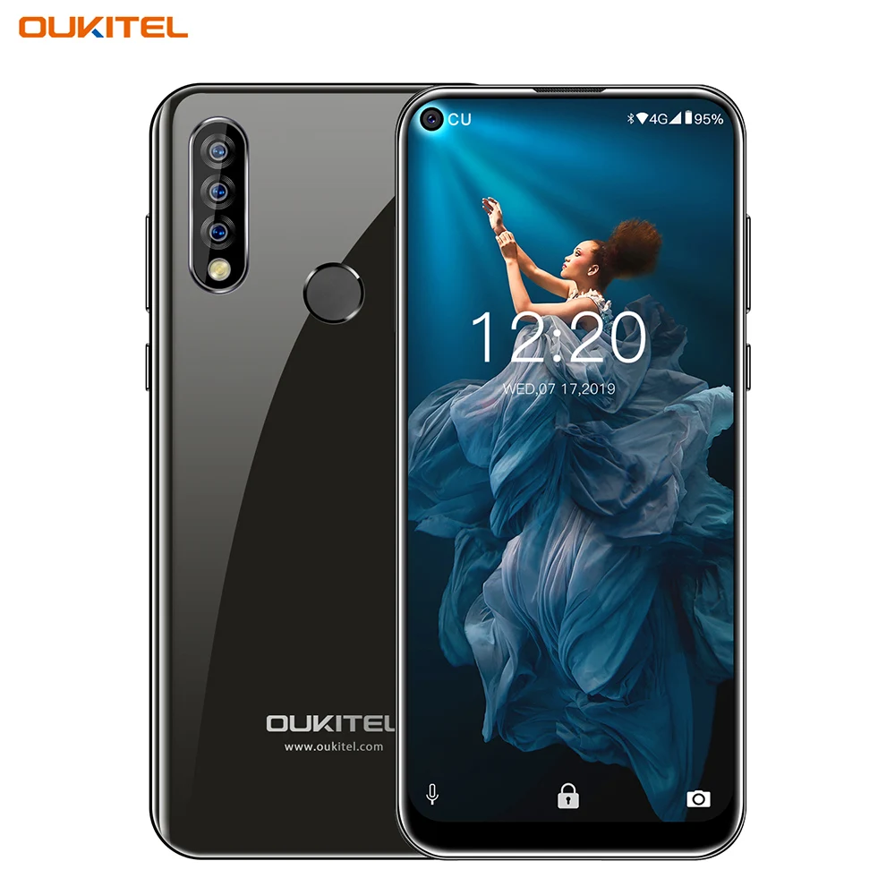 Мобильный телефон Oukitel C17 Pro, 6,35 дюймов, 19:9, Android 9,0, MT6763, четыре ядра, 4 ГБ, 64 ГБ, 3900 мАч, 13 МП, разблокированный смартфон с функцией распознавания лица, 4G - Цвет: Черный