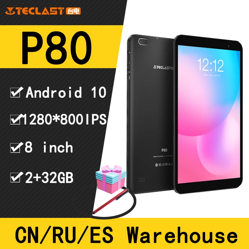 

Teclast P80 Tablets Quad Core 8 inch IPS 1280×800 2GB RAM 32GB ROM GE8300 Android 10.0 tablet PC