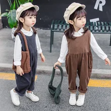 Осенние Комбинезоны для маленьких девочек Новинка, корейский Повседневный Комбинезон для девочек возрастом 2, 3, 4, 5, 6 лет, штаны для маленьких детей Детский спортивный костюм, Лидер продаж