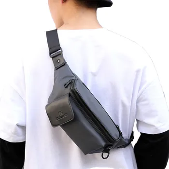 

2020 Men’s Chest Bag Leather Waist Bag Sports Pack Zipper Buckle Multi-Functional Outdoor Shoulder Slant