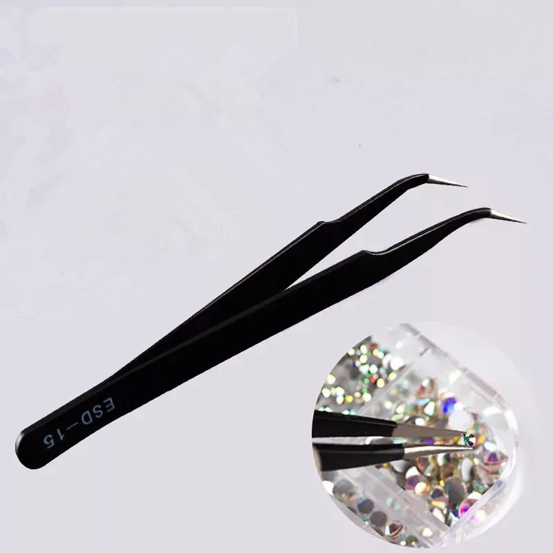 

1 pcs Black Straight + Curved Nail Art False Fake Eye Lashes Eyelash Extension Tweezers Nippers Pointed Clip Nail Art Tool