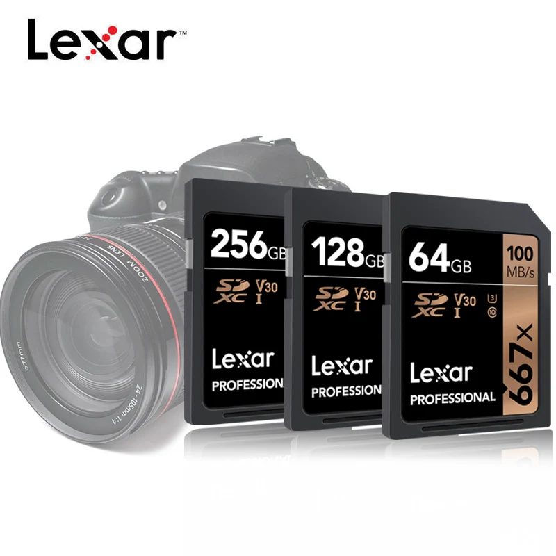 Lexar Профессиональный 667x SDXC UHS-I sd-карты до 100 МБ/с. V30 C10 64 Гб 128 ГБ 256 Гб карта памяти для Full-HD 3D и 4K видео Камера