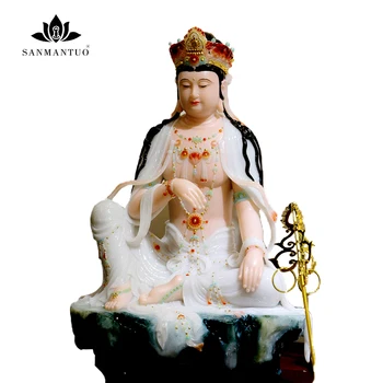 

Buddhist supplies White marble manjushri statue decoration the bodhisattva guanyin