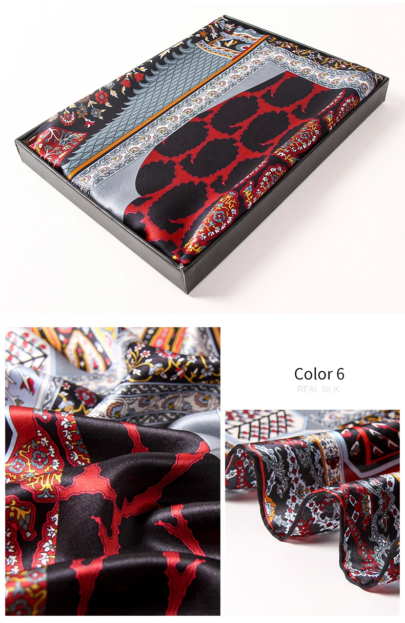 Quadrado de Seda Natural para Impressão Lenço de Seda Lenço Feminina Bufanda Mujer Real Pura Bandana 2021 Nova Foulard Femme 108x108cm 17 High Quality Acessórios da Moda