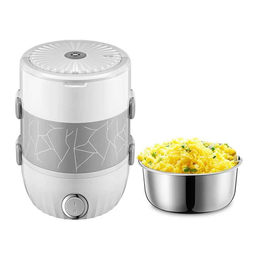 

Double Layers Multi-function Vacuum Lunch Box Stainless Steel Liner Portable Mini Electric Cooking Rice Box 220V