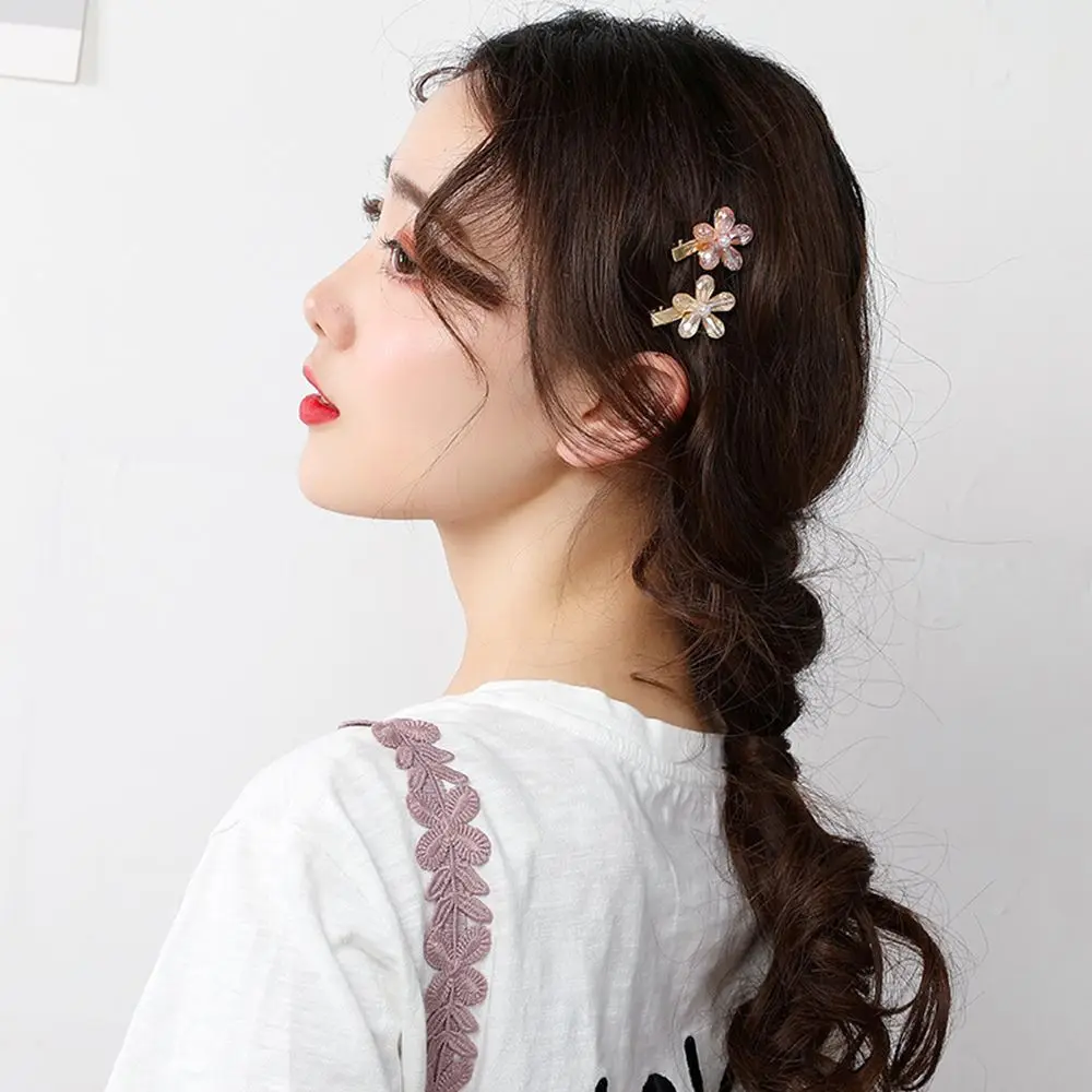 Корейские имитирующие жемчужные Цветочные заколки, винтажные длинные заколки для волос, женские заколки, Кристальные металлические аксессуары для волос, заколка для волос