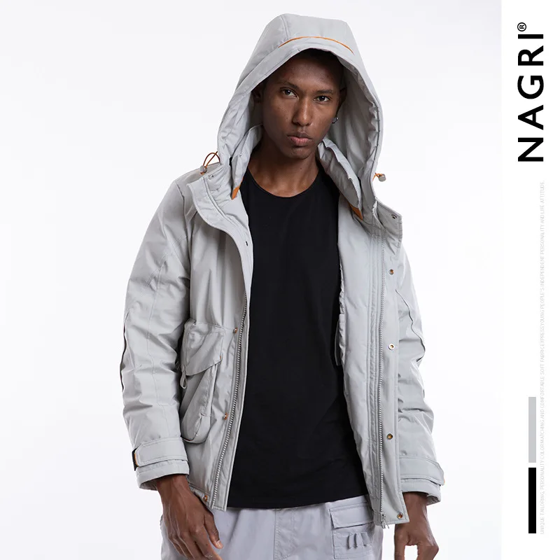 

Nagri Winter Men'S Wear New Style Popular Brand Stand Collar Hooded Mixed Colors Stereo Pocket Casual down Feather MEN'S Ou