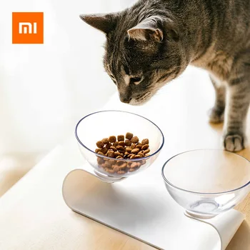 

Xiaomi Jordan&Judy PE001 Pet Dog Cat Pet Double Bowls Transparent Tilt Design Healthy Material Pets Cats Kitten Feeder Bowls