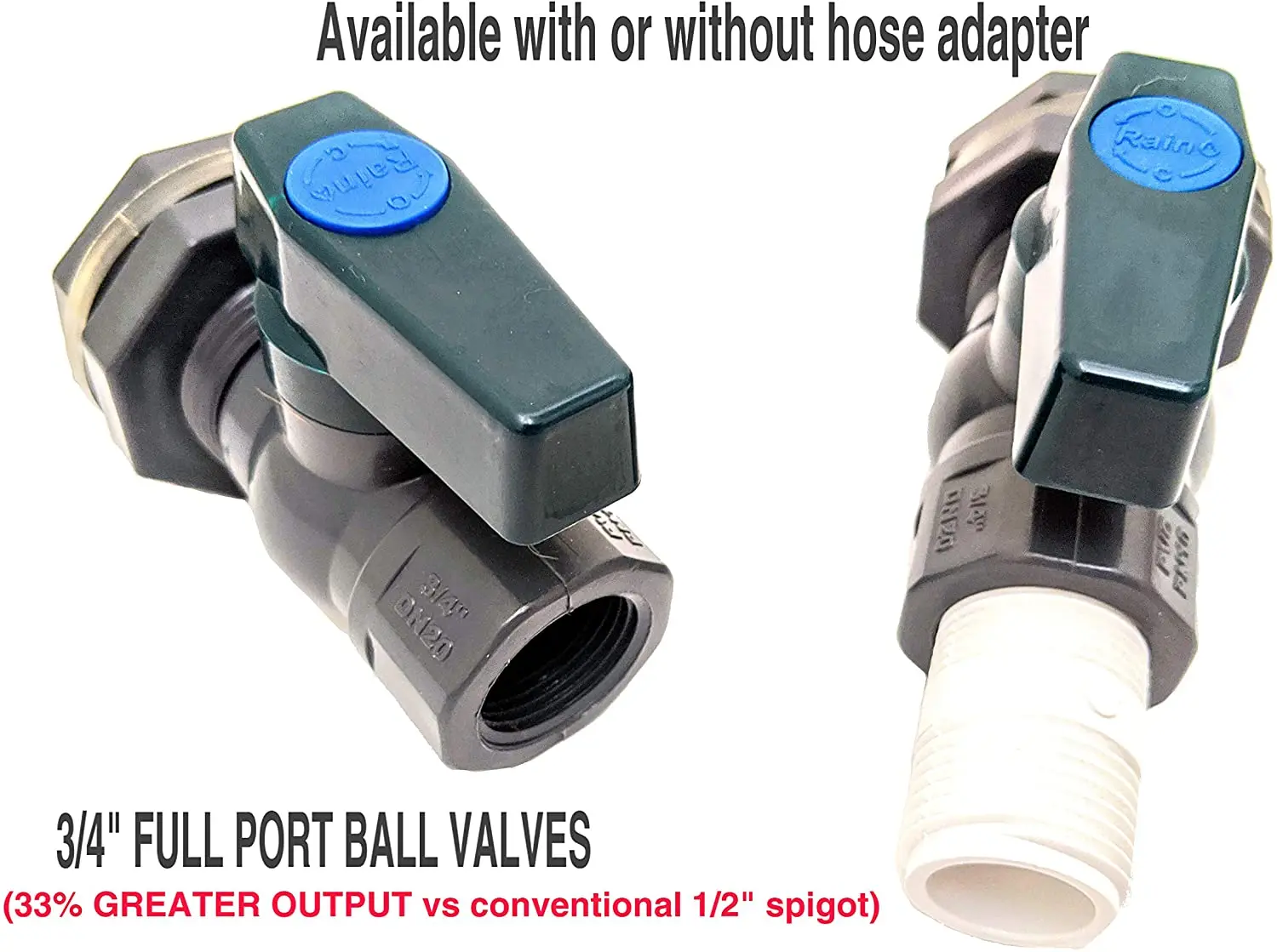 Rain Barrel Garden Spigot Kit 3/4" Full Port PVC Ball Valve with Bulkhead Fitt 
