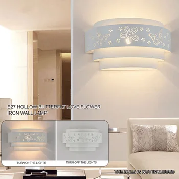

E27 Wide Voltage Wall Light Modern Hollowed Out Simple Iron Lampshade Hallway Bedroom Living Room Hotel Balcony Indoor