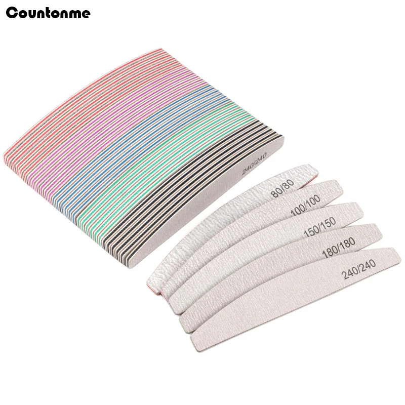 

Professional Nail Files 80/100/150/180/240 Grit 100 Pcs/Lot Boat Washable Sanding Sandpaper Nail Buffers Block Manicure Supply