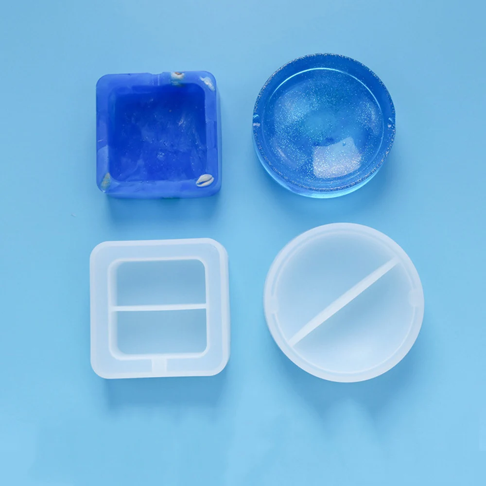 Square Round Ashtray Molds DIY Handmade Soap Holder Glue Epoxy Resin Mold Crystal Jewelry Making Decoration Silicone Clay Mould silicone soap mold easter silicone molds rabbit shaped clay mould silicone soap making molds silicone material dropship