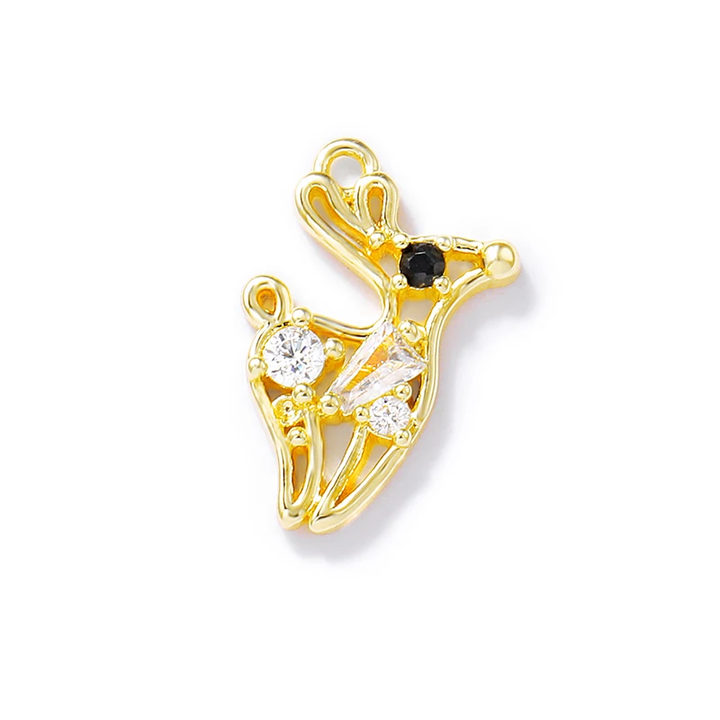 

Factory wholesale Gold Color Brass and Zircon Deer Charms Pendants Necklace and Bracelet Earring Diy Jewelry Accessories