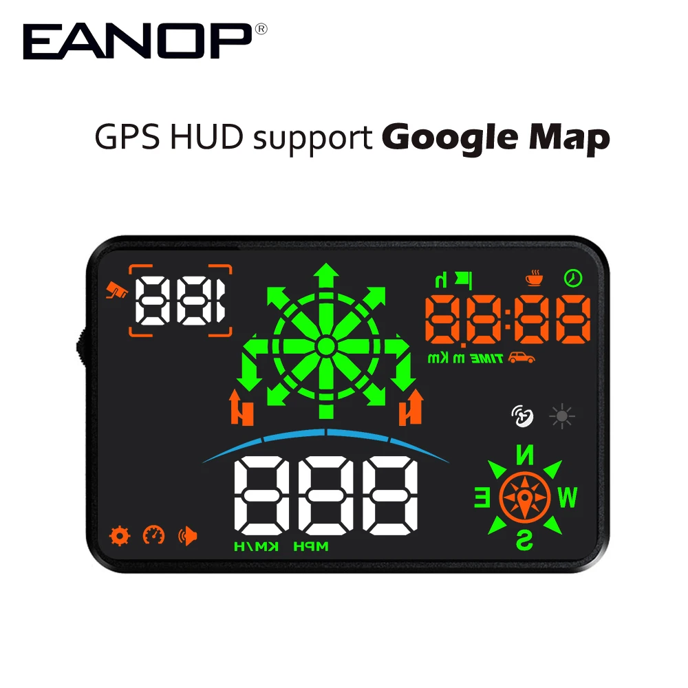 EANOP 5.5R gps HUD Дисплей Спидометр с портом типа C и 2,4 м кабель Поддержка навигационная карта компас