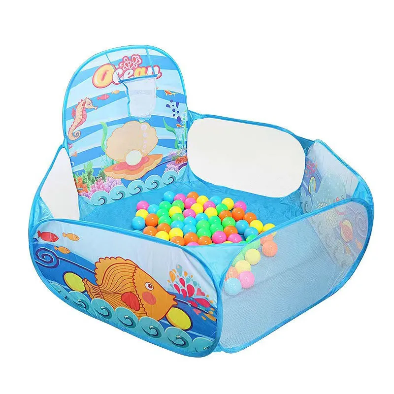 1.2M kids Playpen Playground Child Ball Pit Balls Dry Pool with Basketball Hoop Children's Tent Park Portable Kids Balloons Toys 4