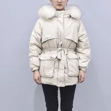 Стиль короткий пуховик женский зимний толстый приталенный облегающий корейский стиль теплое пальто свободный и большой размер