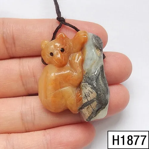 H1877 Амазонит драгоценный камень резные животные просверленные подвески, коала и медведи - Color: H1877