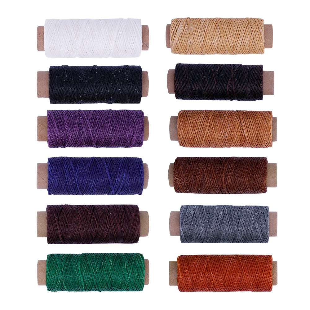 12Color/Set 50m 150D Leather Sewing Waxed Thread Flat Waxed Sewing Wax line 