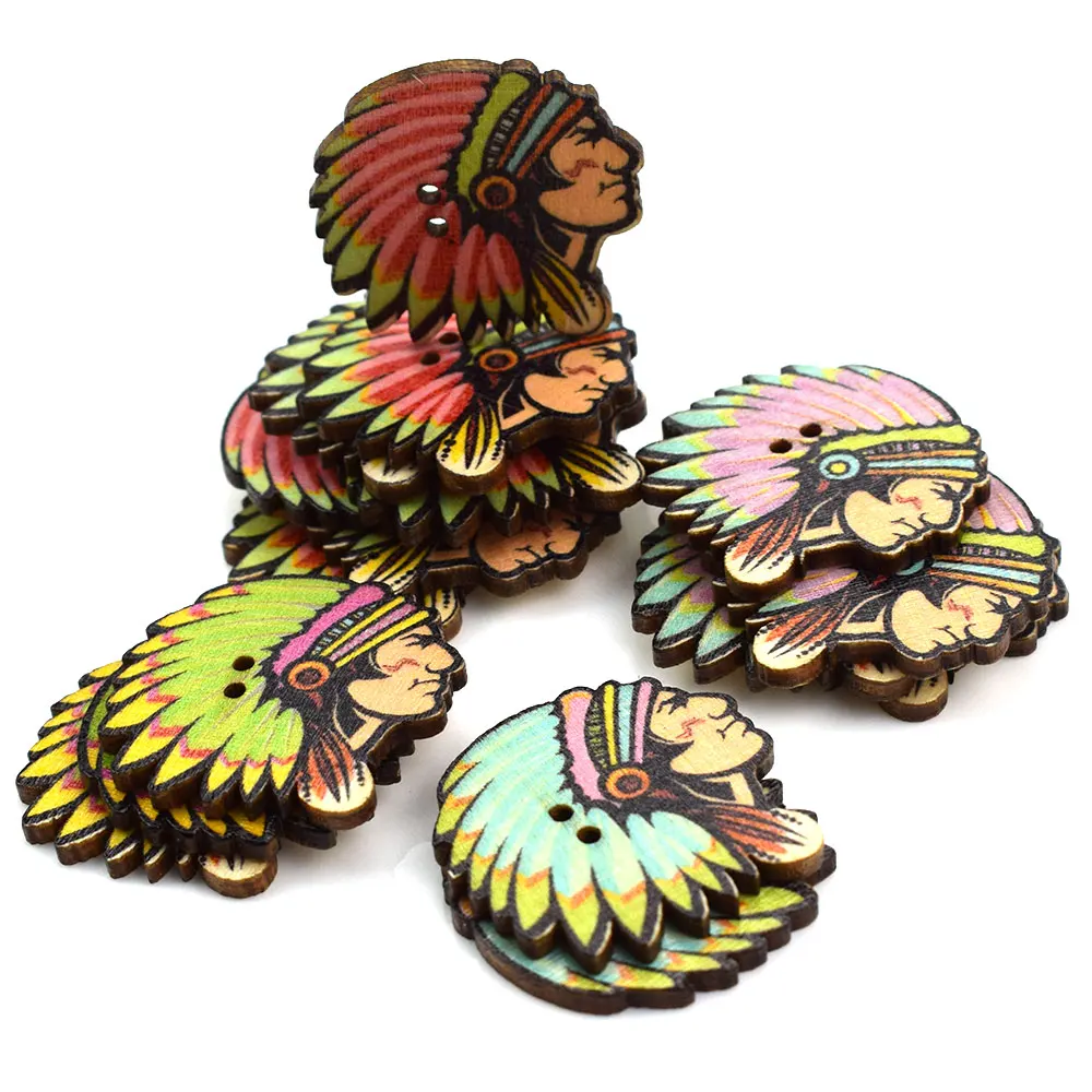 

300PCS Wooden Button 30mm Sewing Buttons Scrapbooking Indians 2-Holes Buttons for Clothing Decorative Flat Back