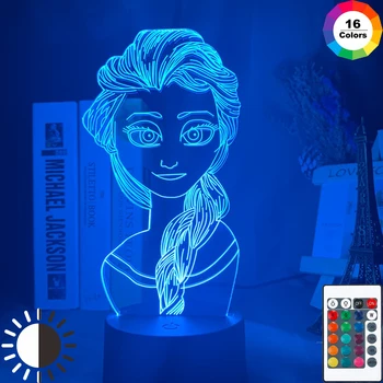 

3d Lamp Princess Queen Elsa Figure Color Changing Nightlight for Girls Bedroom Decoration Christmas Gift Led Night Light Elsa