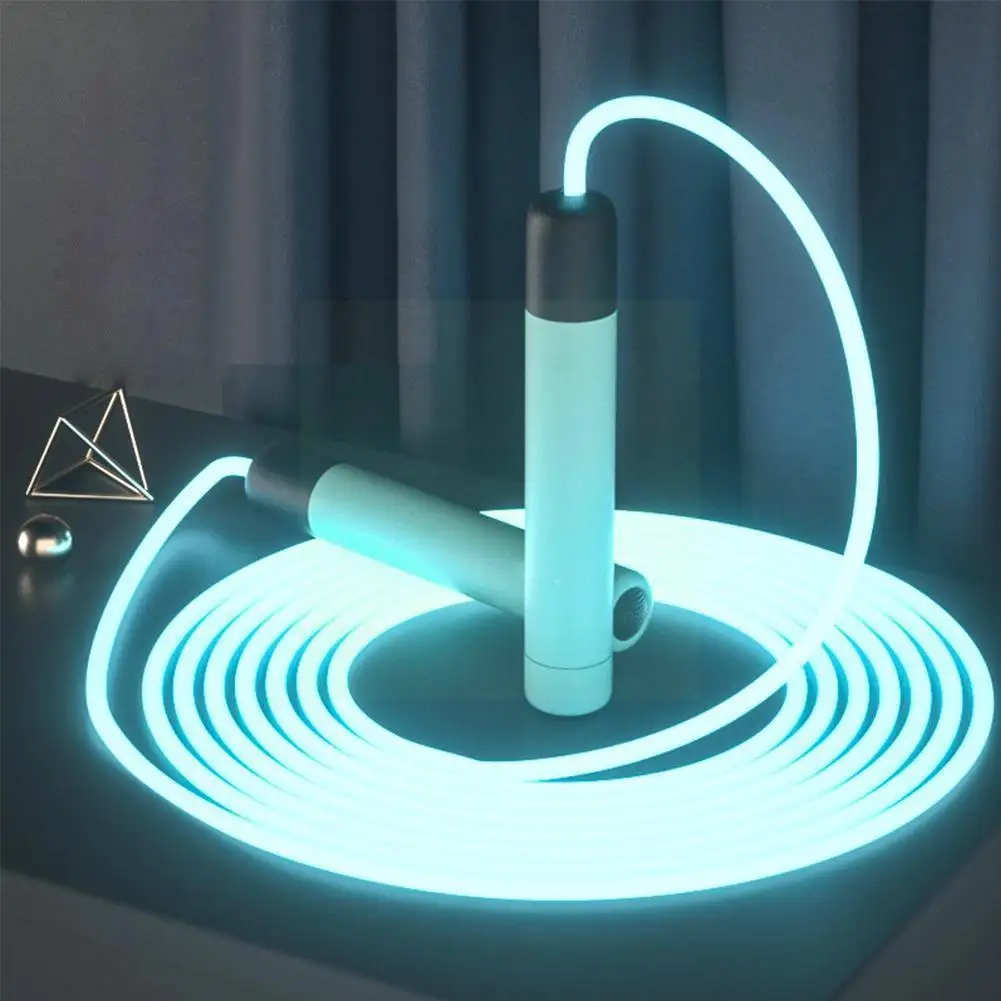Skipping Adjustable Night Glowing Rope Luminous Jump Skipping Fitness Home Led Slim Exercise Exercise Ropes Rope Light Body J5y0