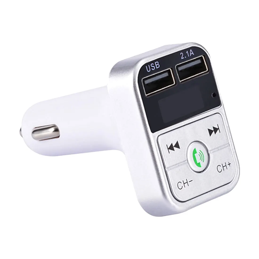 Автомобильный Bluetooth fm-передатчик, беспроводной приемник, Автомобильный светодиодный MP3-плеер 2.1A, двойное USB быстрое зарядное устройство, автомобильные аксессуары - Название цвета: Серебристый