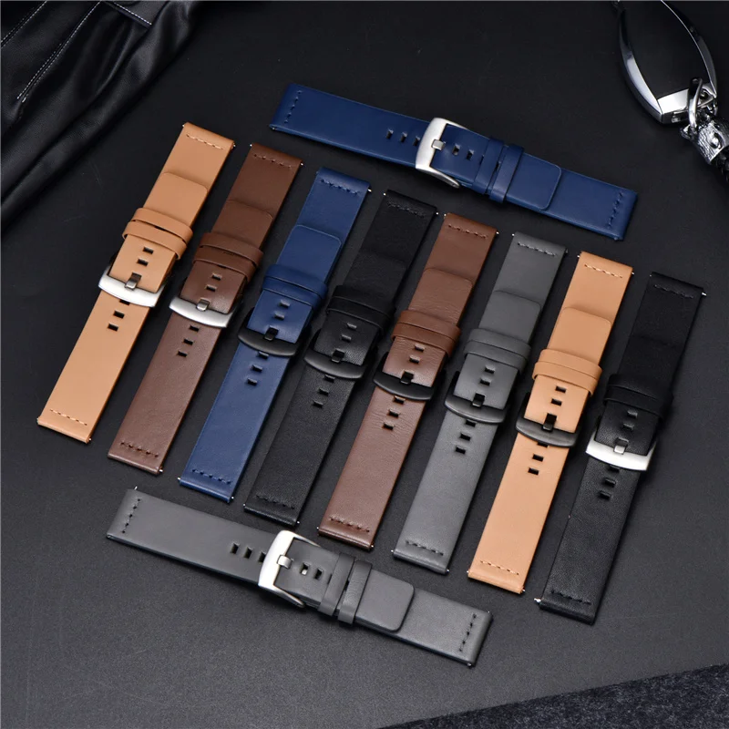 Premium Genuine Leather Quick Release Watch Strap - Sport Smart Watch Band 18mm/20mm/22mm