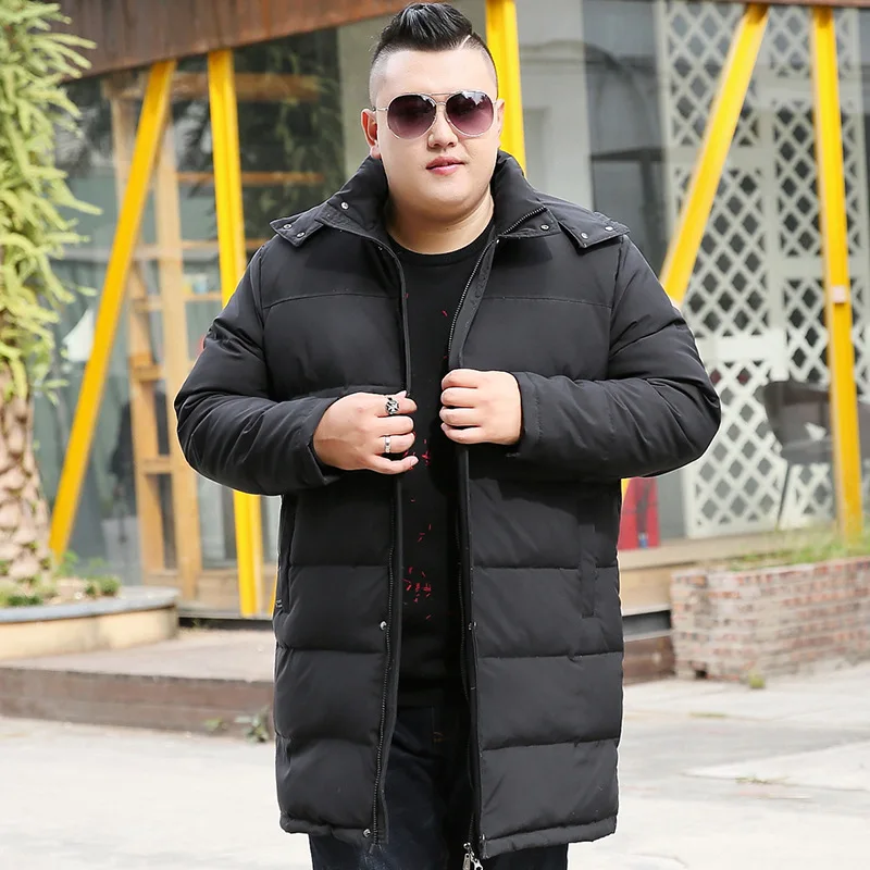 

Winter Jacket For Men Winter Mid-Length Hooded Warm Jacket Men's Plus Size XL-8XL 9XL 10XL Black Cotton Coat