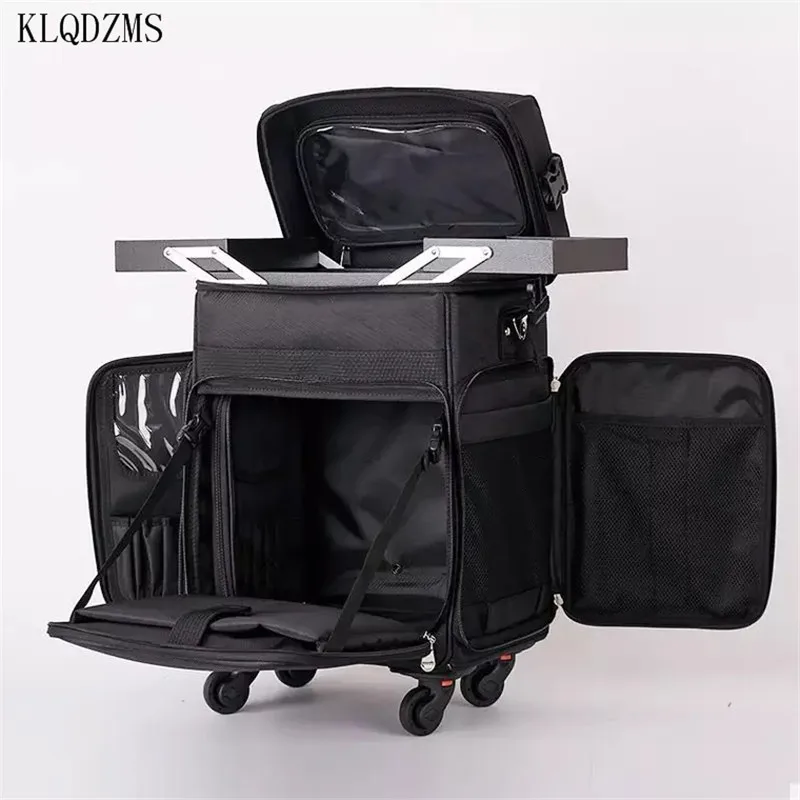 US $128.70 KLQDZMS Travel Suitcase On Wheels Oxford Lightweight Multifunctional Cosmetic Case Professional Nail Makeup Trolley Luggage