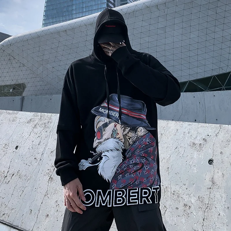 Япония уличная Фея печати толстовки хип хоп стиль Swag Tyga Sudadera Hombre курить оверсайз черный белый хлопок одежда