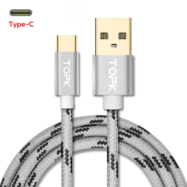 Micro USB кабель 1 м нейлоновый Плетеный прочный для samsung S9 S10 Note9 для IPhone huawei Xiaomi 3A Быстрая зарядка USB кабель и синхронизация данных - Цвет: Sliver For Type-C