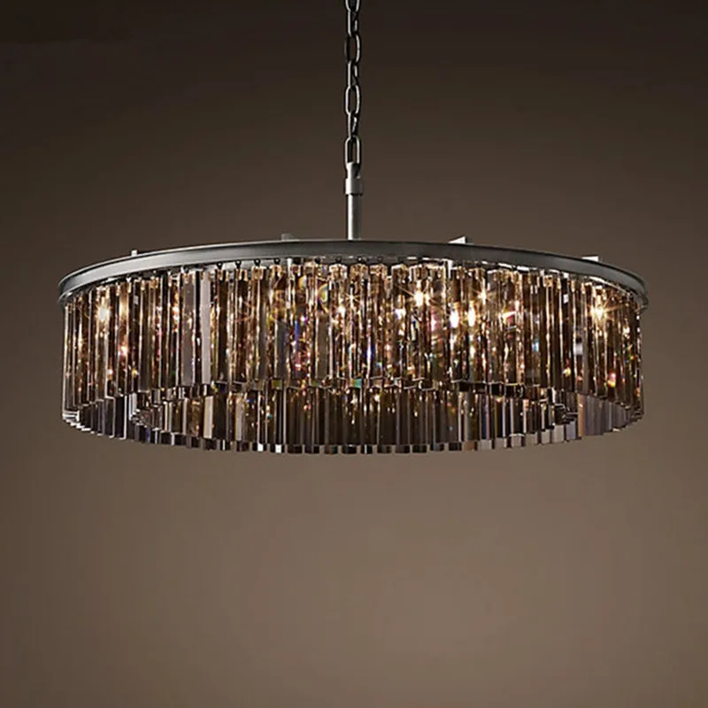 Американский Хрустальный Потолочный подвесной светильник RH круглая LED лампа