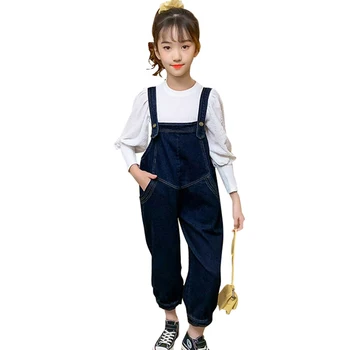 

Girls Clothes Puff Sleeve Girls Outfits Blouse + Jumpsuit Girls Denim Clothes Set Casual Style Children's Costume 6 8 10 12 14