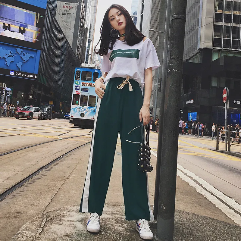 

2018 Summer New Style WOMEN'S Two-piece Suit Korean-style Fashion Slimming Printed Short Sleeve Capri Pants Sports Set