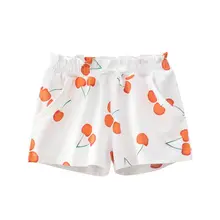 Girls Shorts Summer 2022 Cute Fruit Print Mid Waist Short Pant Korean Fashion Baby Casual Elastic Five-Point Pants Kids Clothes