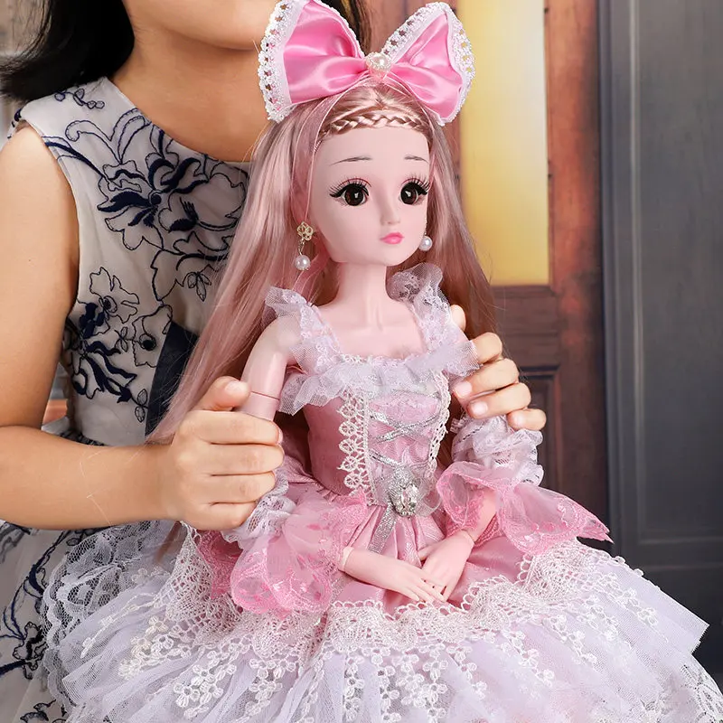 

60cm 1/3 BJD Doll with Princess Clothes Accessories 3D eyes Movable Jointed Dolls Wedding Dress Toys Girls Gift AT38