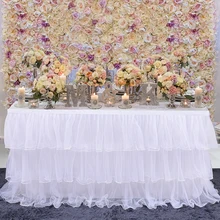 3-слойная Тюлевая "юбка" на стол волнистые волосы плетение шифон Юбка для стола для банкета, свадьбы, дня рождения, отель вечерние украшения Юбка для стола s