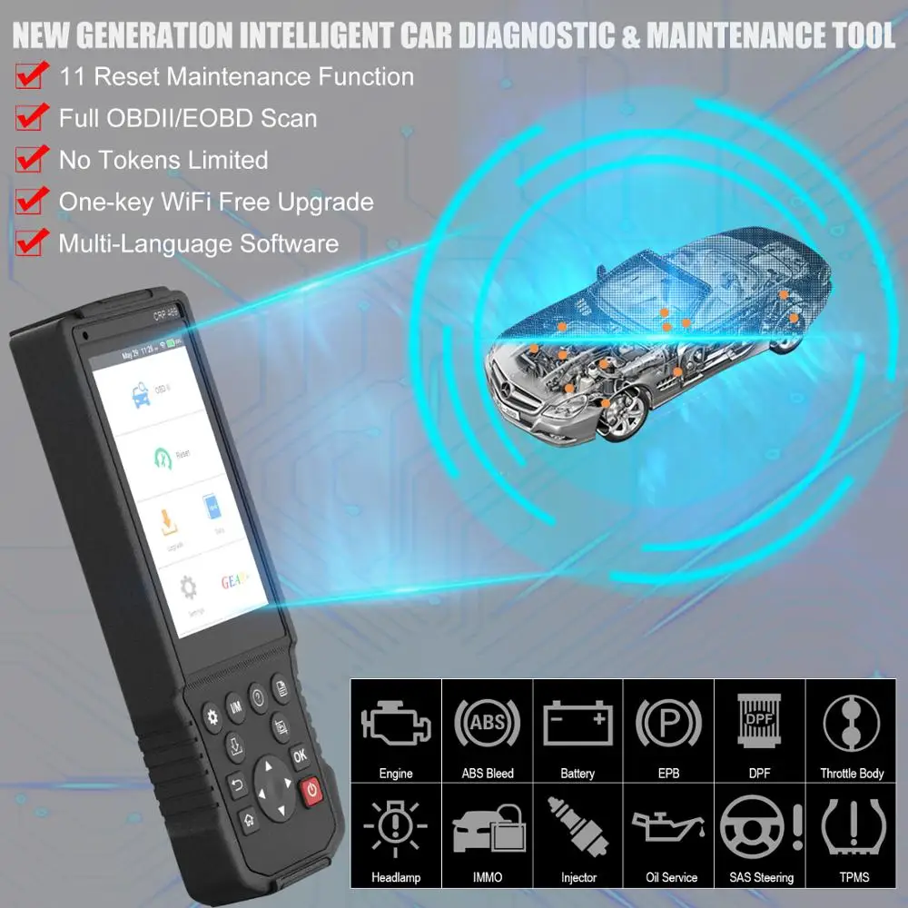 Launch X431 CRP469 Wifi OBD2 Автомобильный сканер EPB TPMS ABS ETS DPF IMMO Oil Reset OBD 2 Code Reader автомобильный