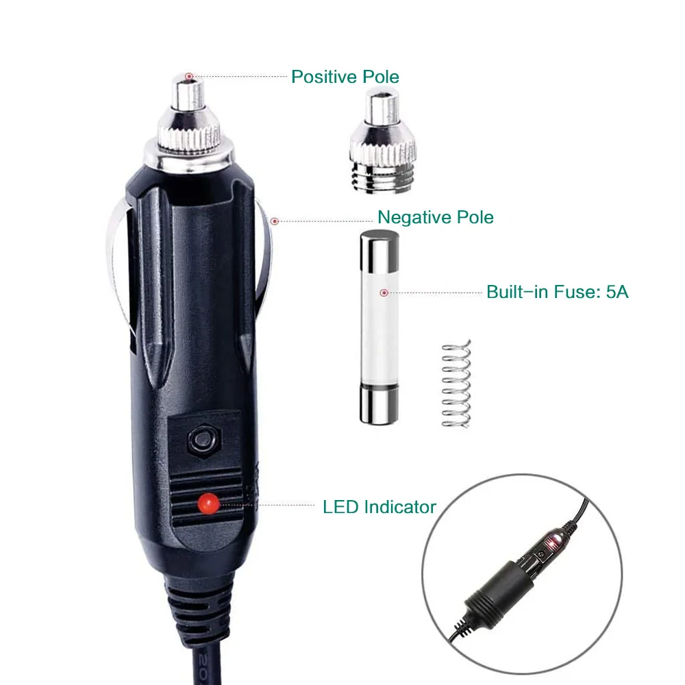 12V 24V Charging Cable Cigarette Lighter Plug to DC 5521 Charging Cable Charge for Car Trailer Vehicle Monitor Refrigerator etc. charging cable usb charging cable