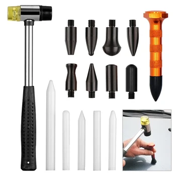 

Paintless Dent Repair Kit PDR Rubber Hammer with 9 Heads Tap Down Pen Nylon Tap Down Pen PDR Tools Set