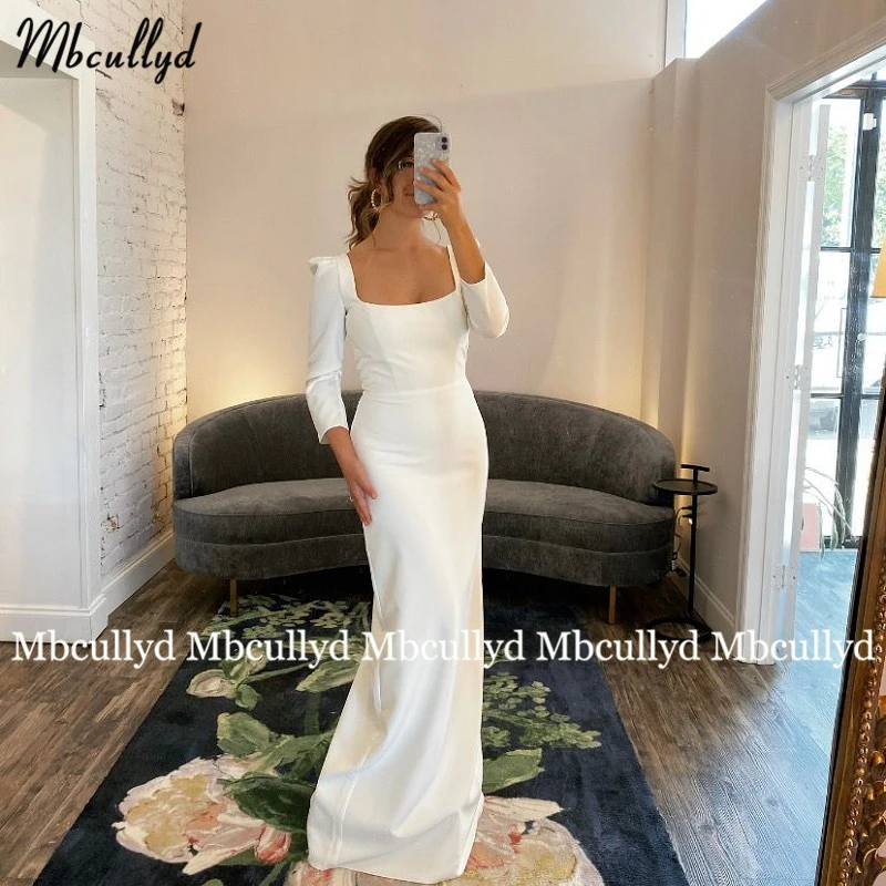 Modest Soft Satin Wedding Dress with Sleeves 2021 Long Mermaid Strapless Women Summer Beach Bride Gowns Vestidos de novia plus size wedding dresses
