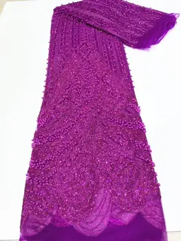 

African tulle Lace Fabric 2020 High Quality Latest french glitter mesh lace fabric With Sequins For Nigerian bridal lace fabric